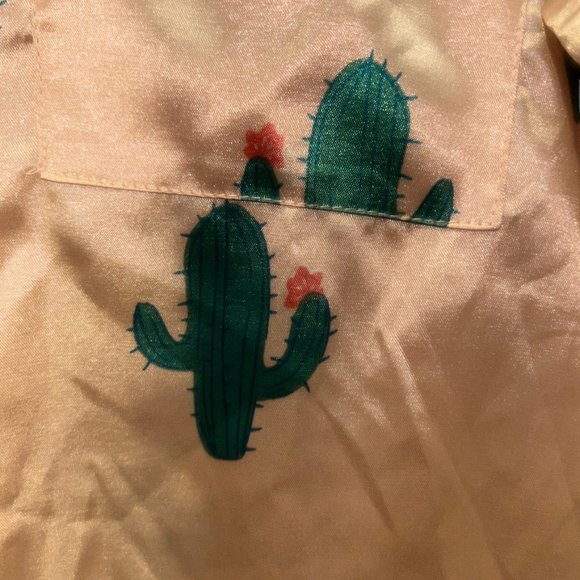 Barbie pastel peachy pink Cactus Print 2 piece pajama set XS - Picture 5 of 8